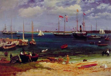  Bierstadt Lienzo - Puerto de Nassau después de 1877 luminismo paisaje marino Albert Bierstadt